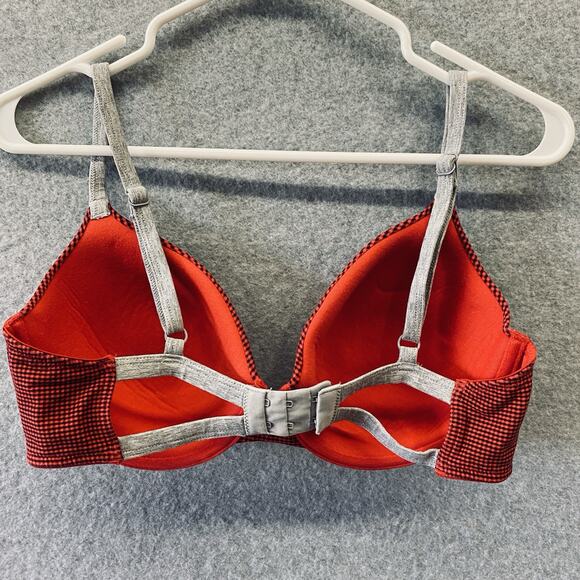 Victorias Secret Bra 36D Very Sexy Push up Bra Gingham Underwire Red - Picture 2 of 4
